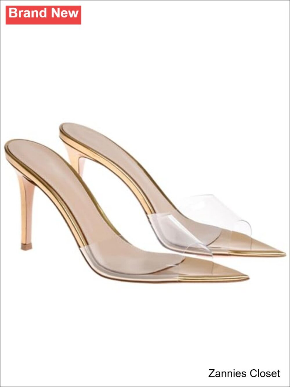 โจ Women's Pointed Toe Slingback Stiletto Heel Sandals TPU Slip On Dress Slides